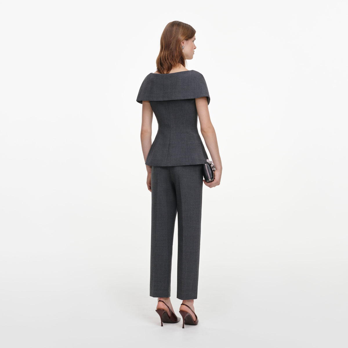 Grey Tailored Brooch Jumpsuit