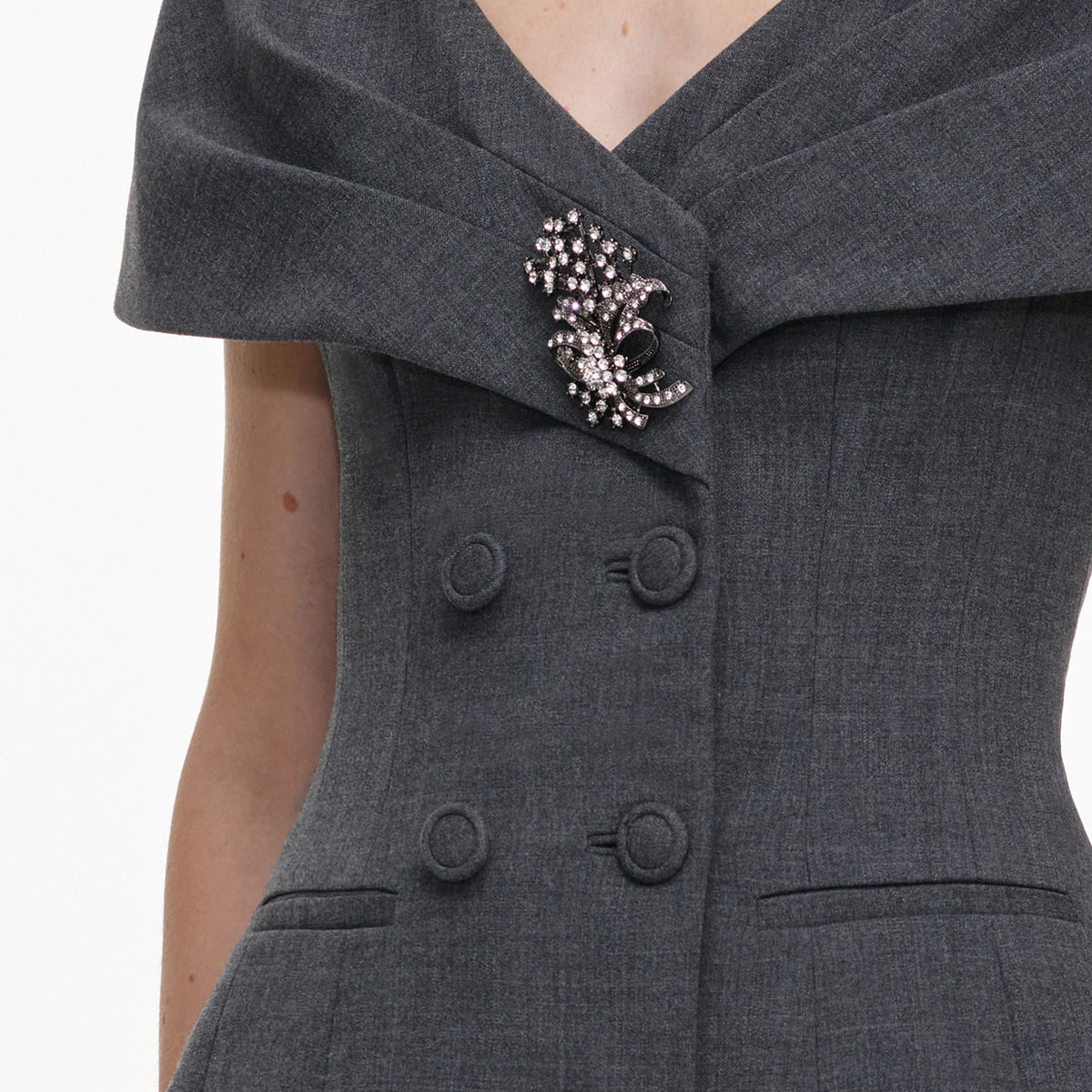 Grey Tailored Brooch Jumpsuit