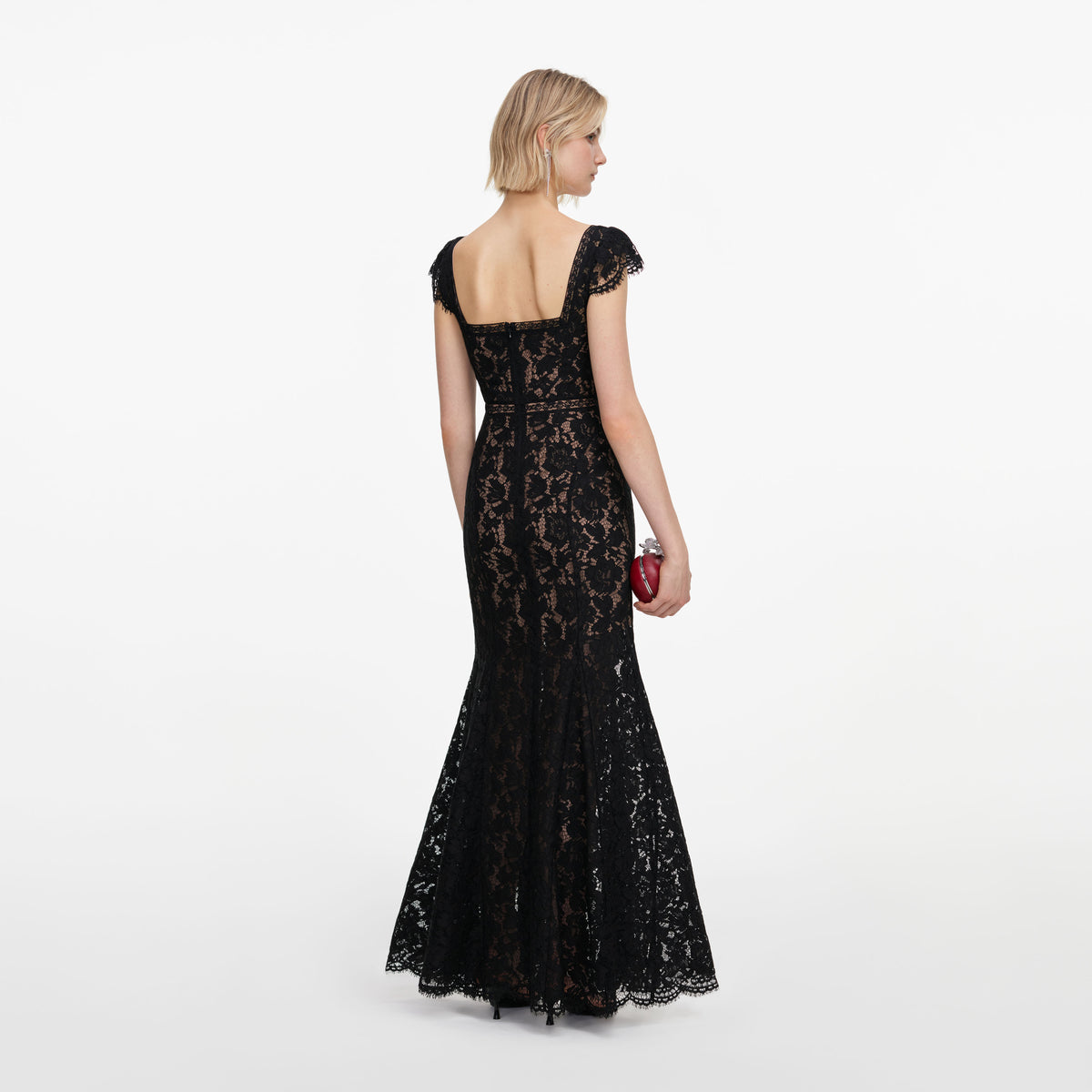 Black Lace Square Neck Maxi Dress