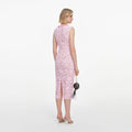 Pink Lace Beaded Trim Midi Dress