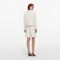 Cream Sequin Boucle Pearl Trim Jacket