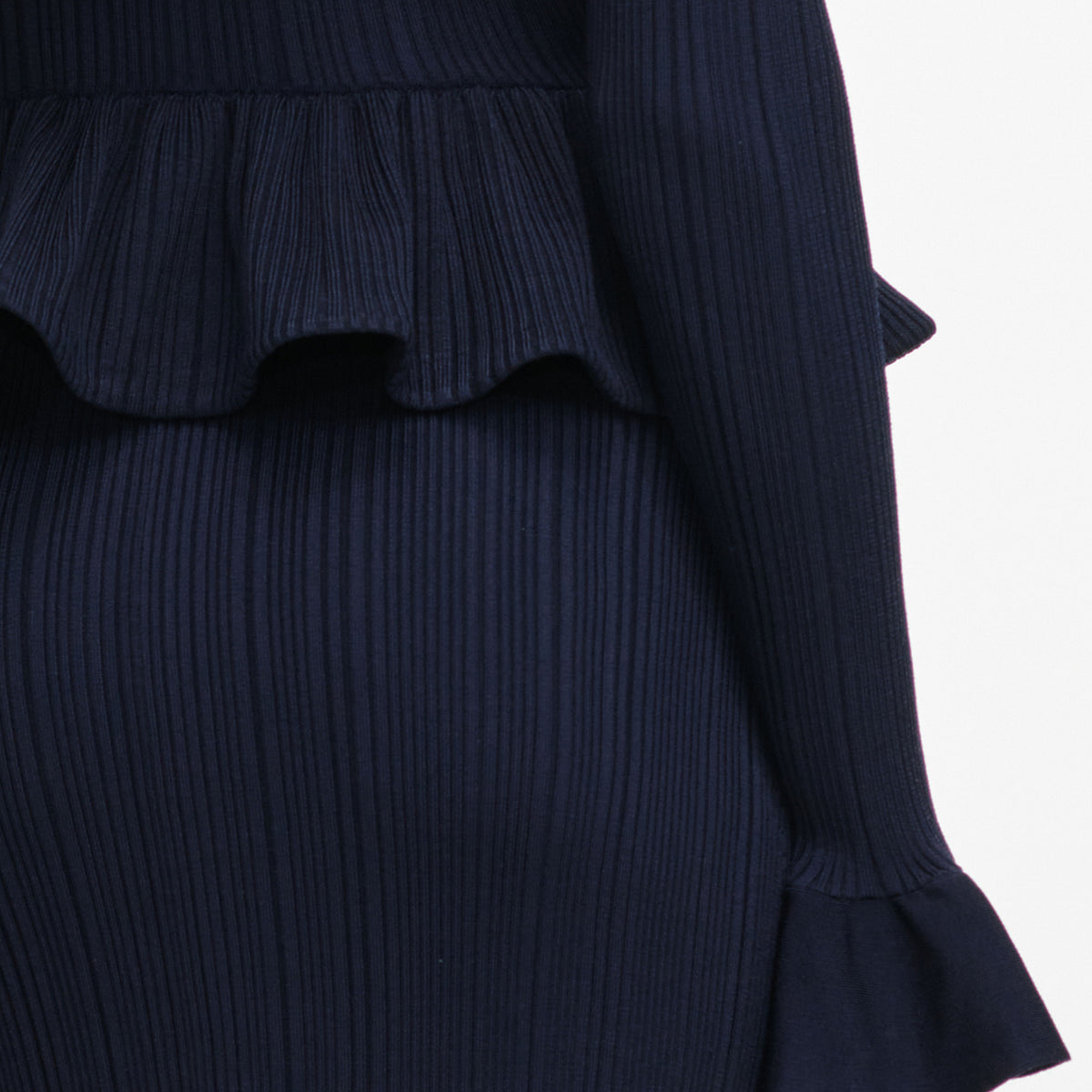 Navy Peplum Knit Midi Dress