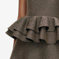 Bronze Peplum Knit Midi Dress