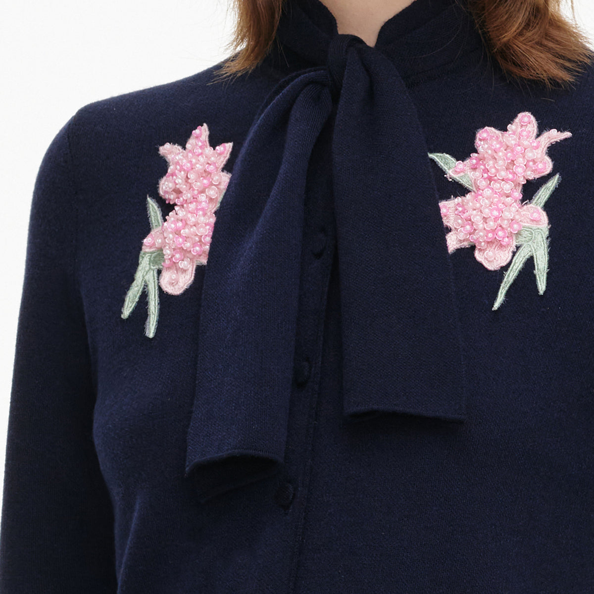 Navy Sequin Embellished Knit Cardigan