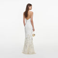 Cream Embellished Floral Maxi Dress