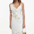 Cream Embellished Floral Maxi Dress