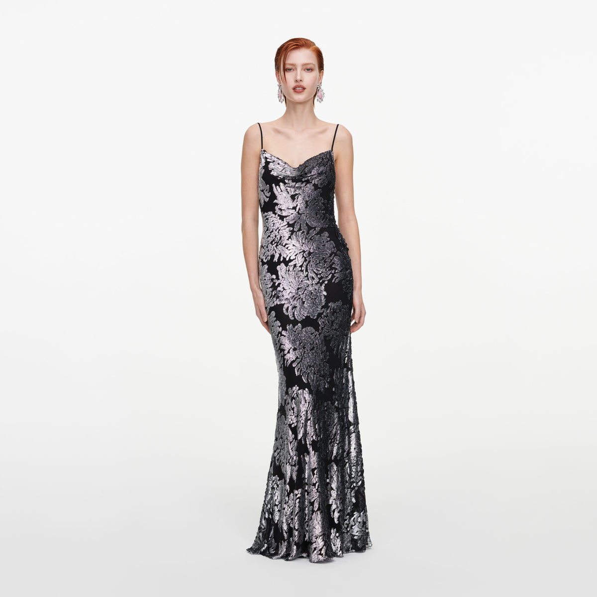 Silver Fil Coupe Maxi Dress
