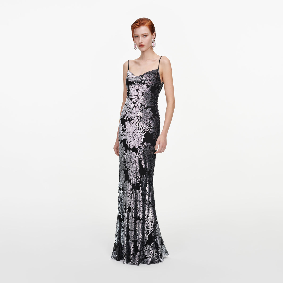 Silver Fil Coupe Maxi Dress