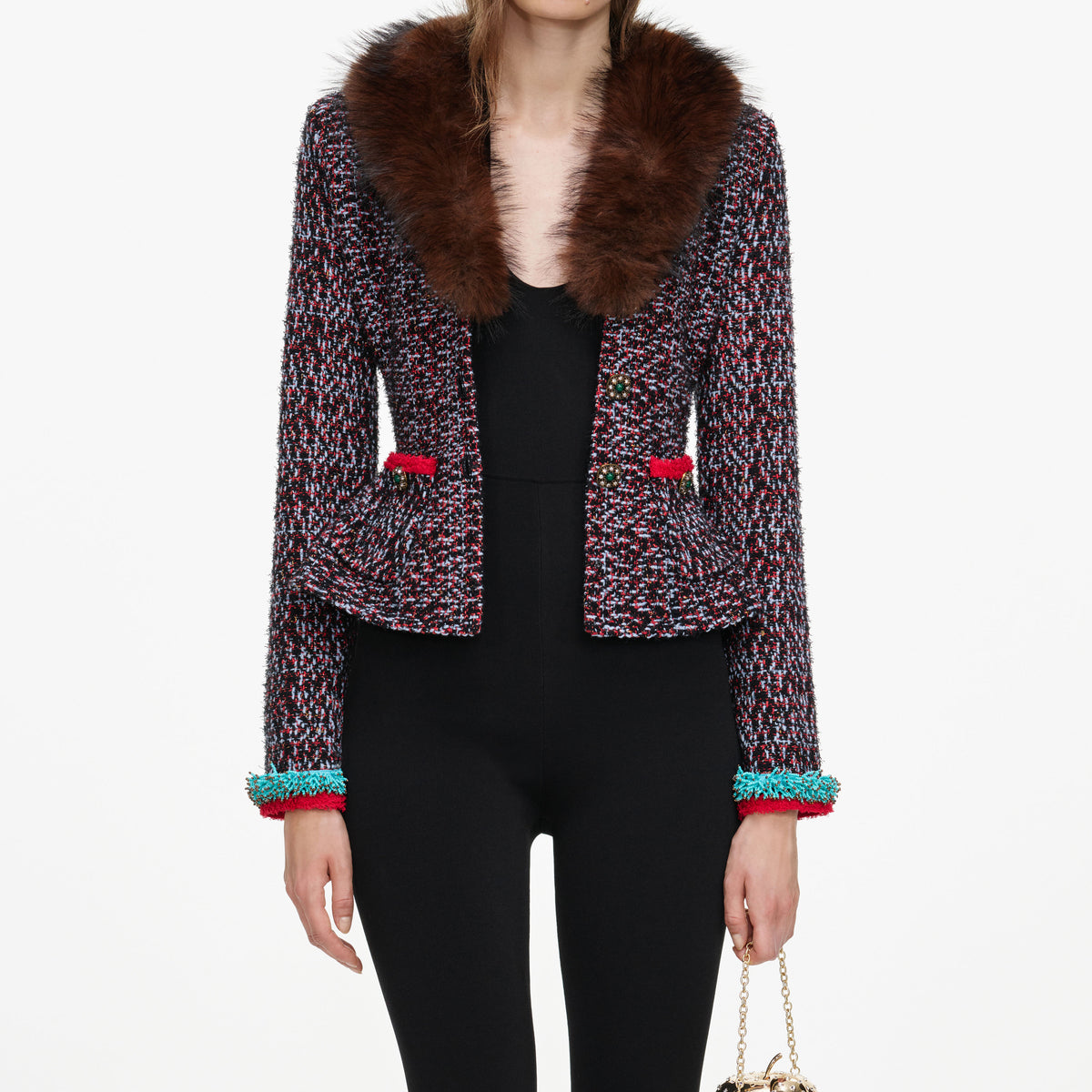Multi Textured Knit Peplum Cardigan