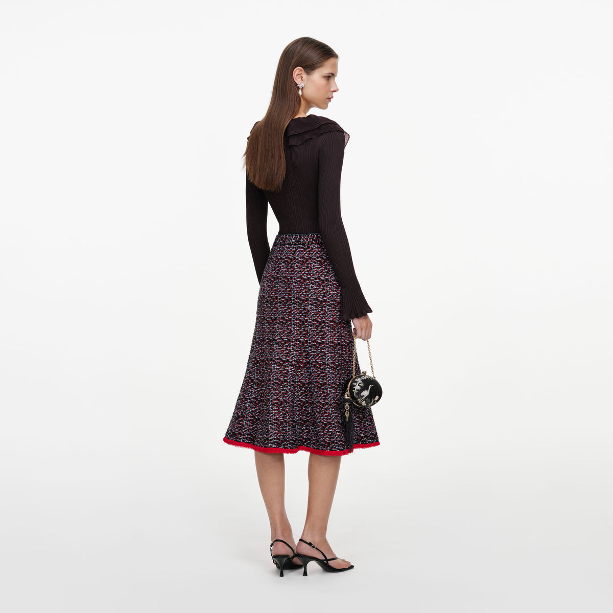Multi Textured Knit Midi Skirt