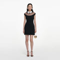 Black Crepe Contrast Collar Mini Dress