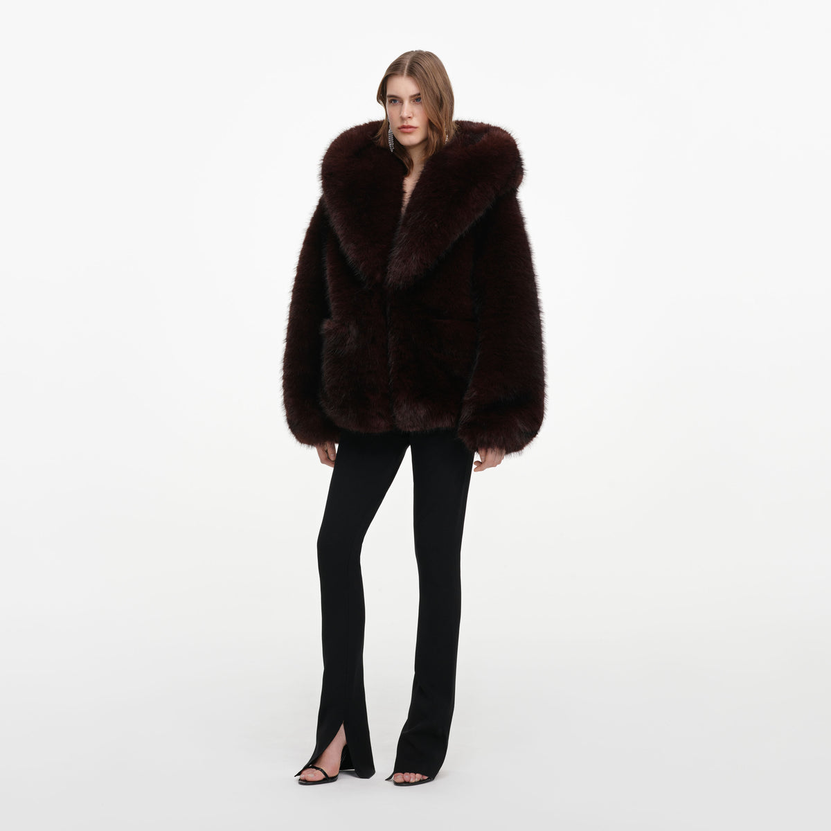 Brown Faux Fur Hooded Jacket