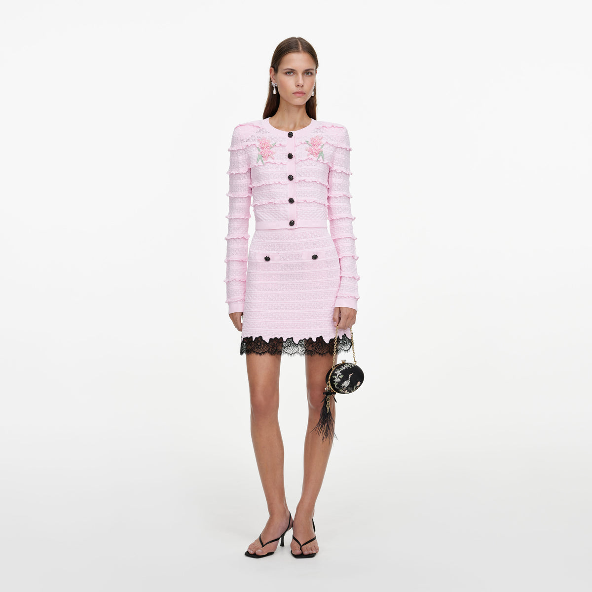Pink Pointelle Knit Skirt