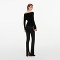 Black Brooch Chenille Knit Top