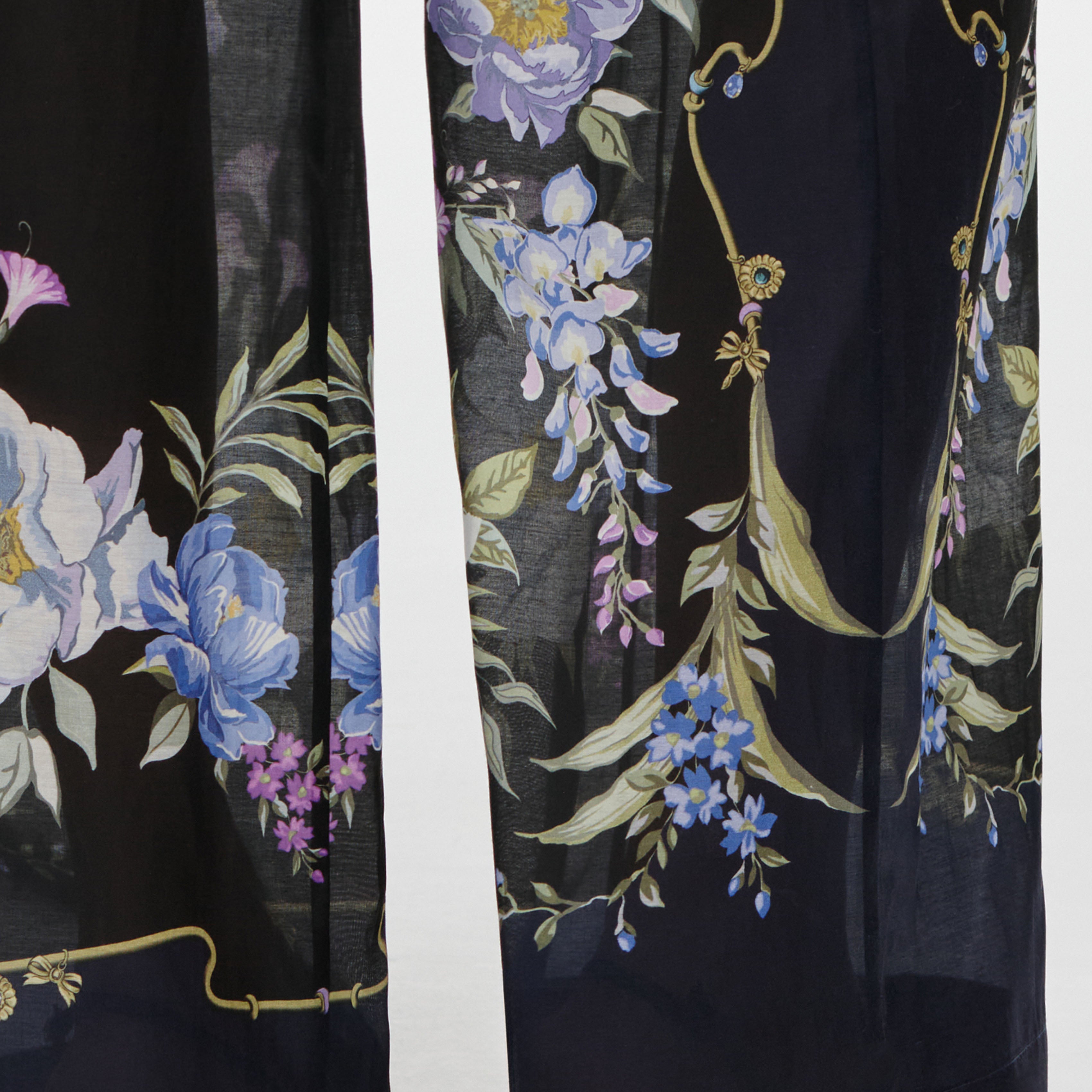 Navy Floral Organza Trousers