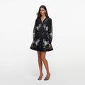 Navy Floral Organza Mini Dress