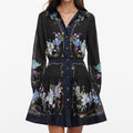 Navy Floral Organza Mini Dress