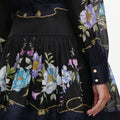 Navy Floral Organza Mini Dress