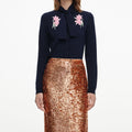 Gold Sequin Midi Skirt