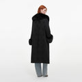 Black Jacquard Fur Collar Coat