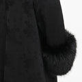 Black Jacquard Fur Collar Coat