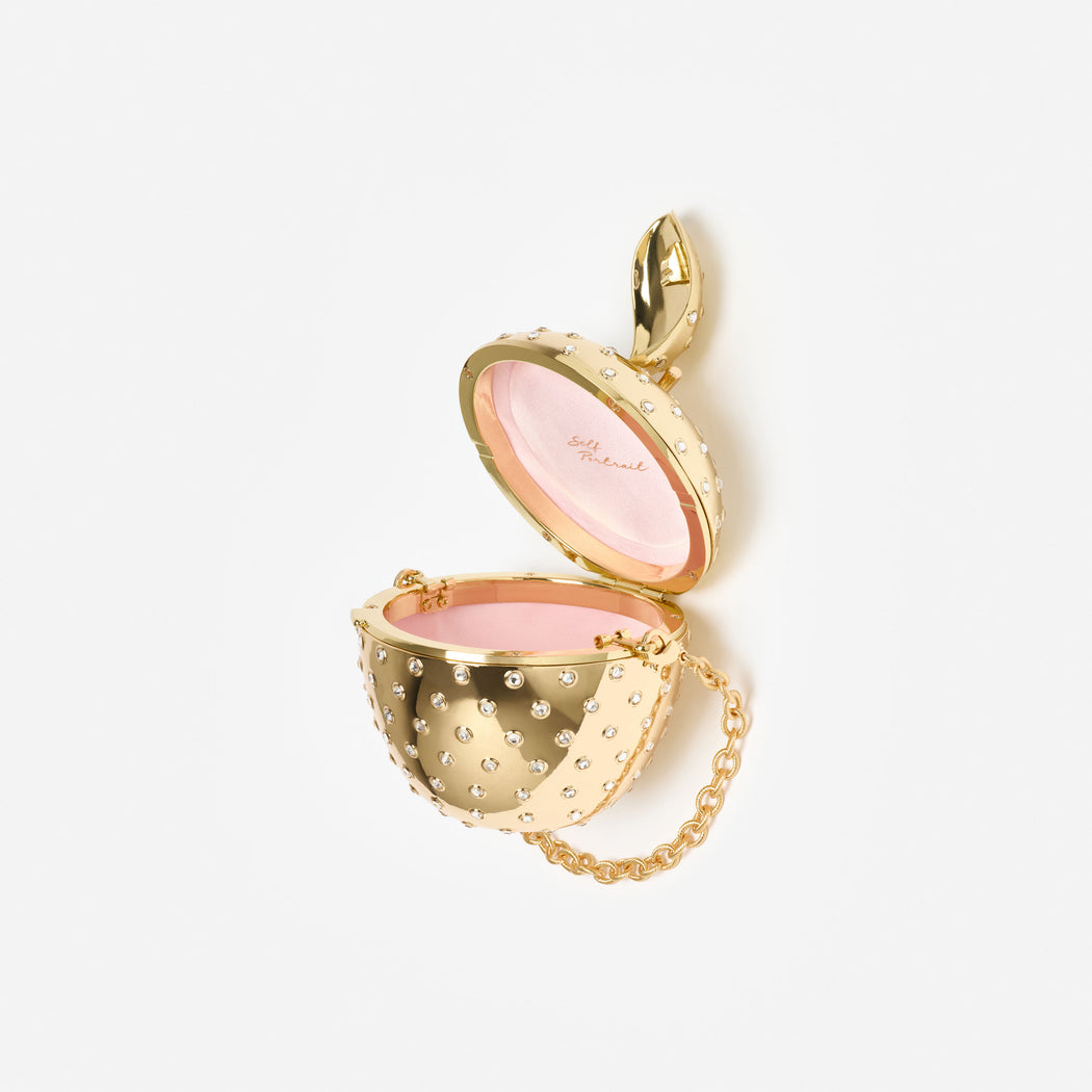 Gold Crystal Apple Clutch Bag