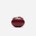 Red Leather Crystal Flower Oval Clutch Bag