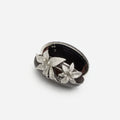 Brown Leather Crystal Flower Oval Clutch Bag