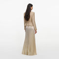 Gold Boucle Pleated Maxi Dress