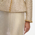 Gold Boucle Pleated Maxi Dress