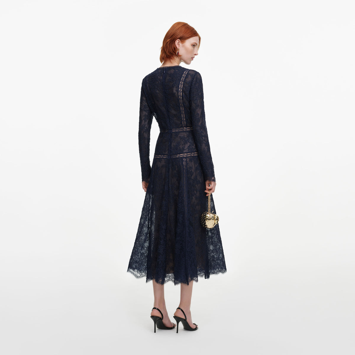 Navy Lace Midi Dress
