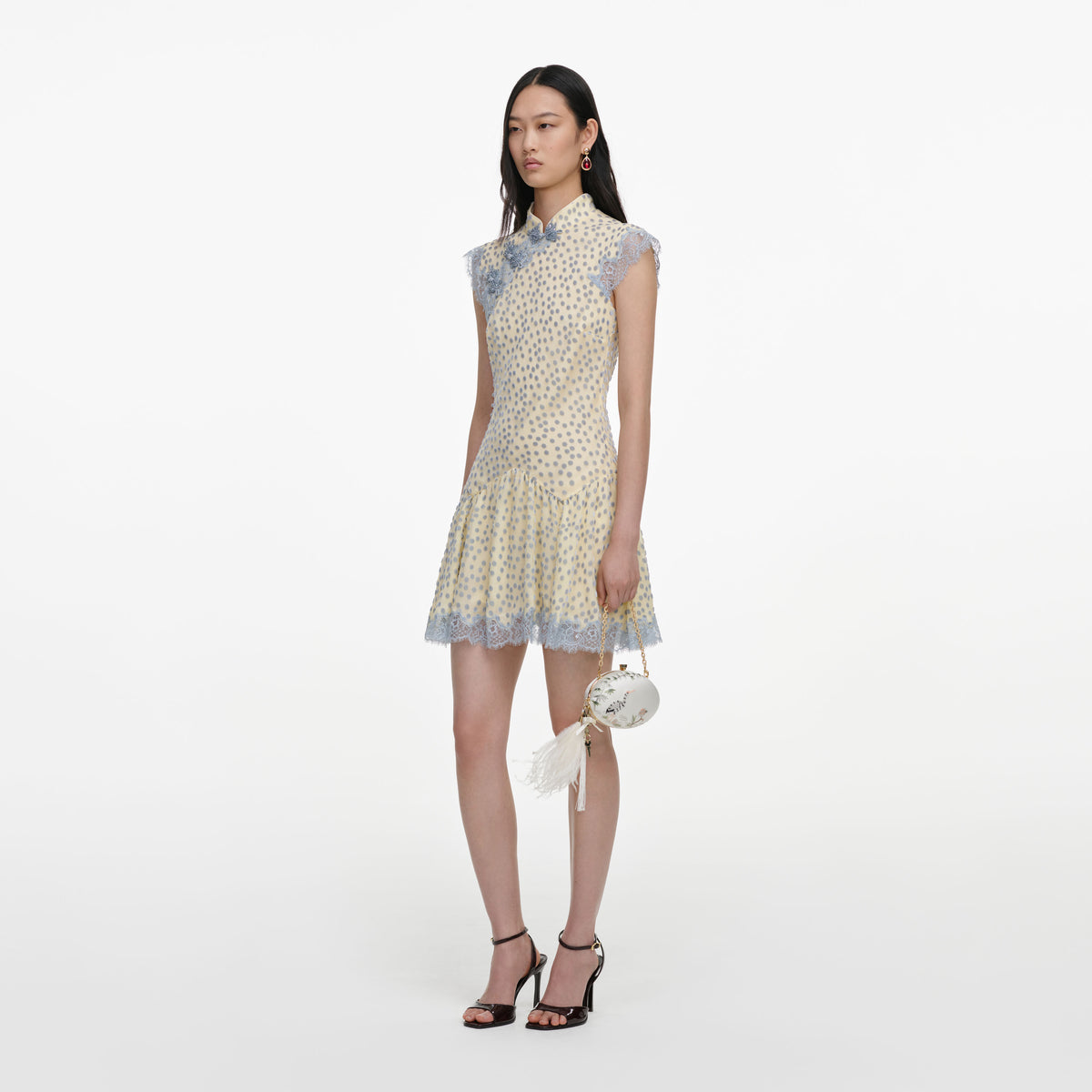 Yellow Devore Polka Dot Mini Dress