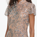 Silver Sequin Embellished Mini Dress