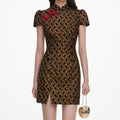 Black Velvet Flower Mini Dress