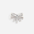 Silver Crystal Bow Brooch