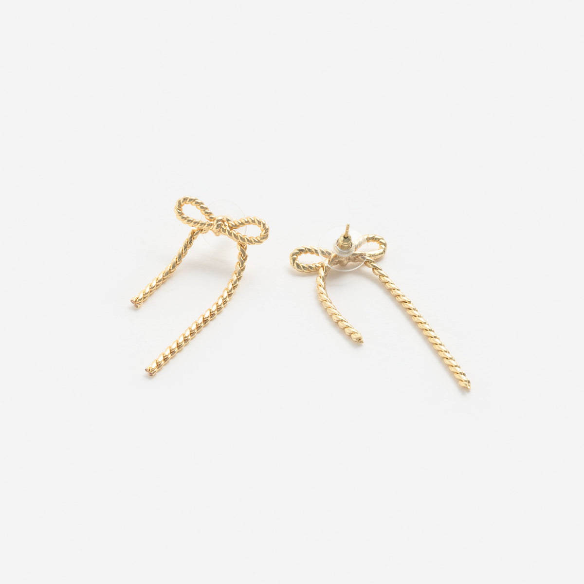 Gold Textured Bow Earrings