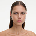 Silver Crystal Bow Droplet Earrings