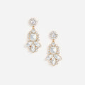 Gold Tiered Pearl Crystal Earrings