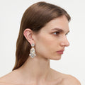 Gold Tiered Pearl Crystal Earrings