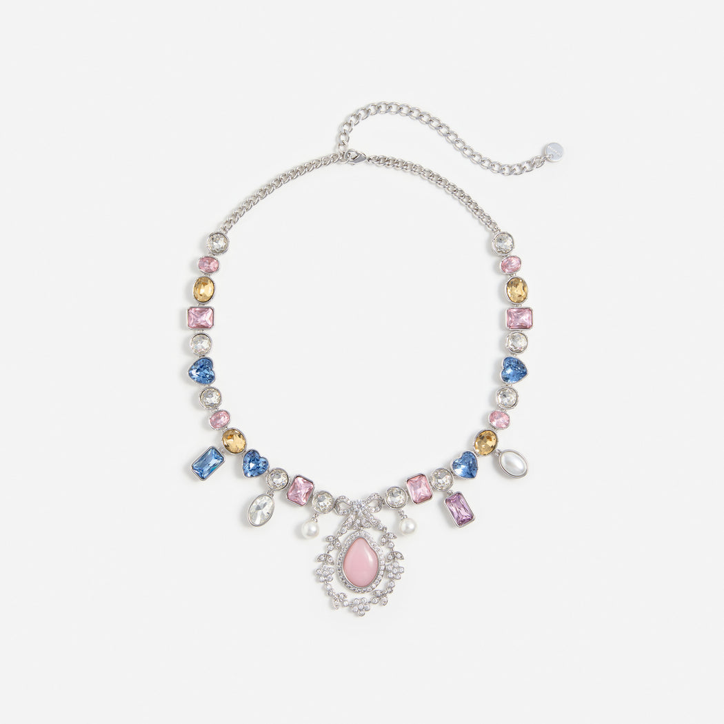 Multi Crystal Bow Necklace