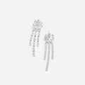 Silver Crystal Flower Droplet Earrings