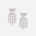 Pearl Crystal Bow Droplet Earrings