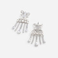 Pearl Crystal Bow Droplet Earrings