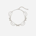 Pearl Crystal Bow Tiered Necklace