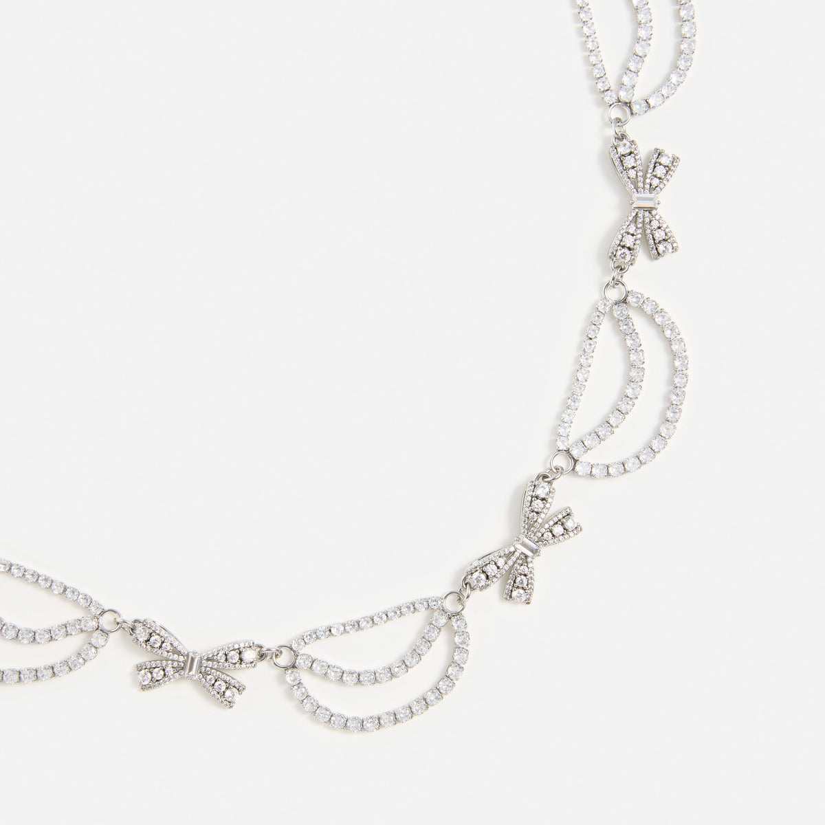 Pearl Crystal Bow Tiered Necklace