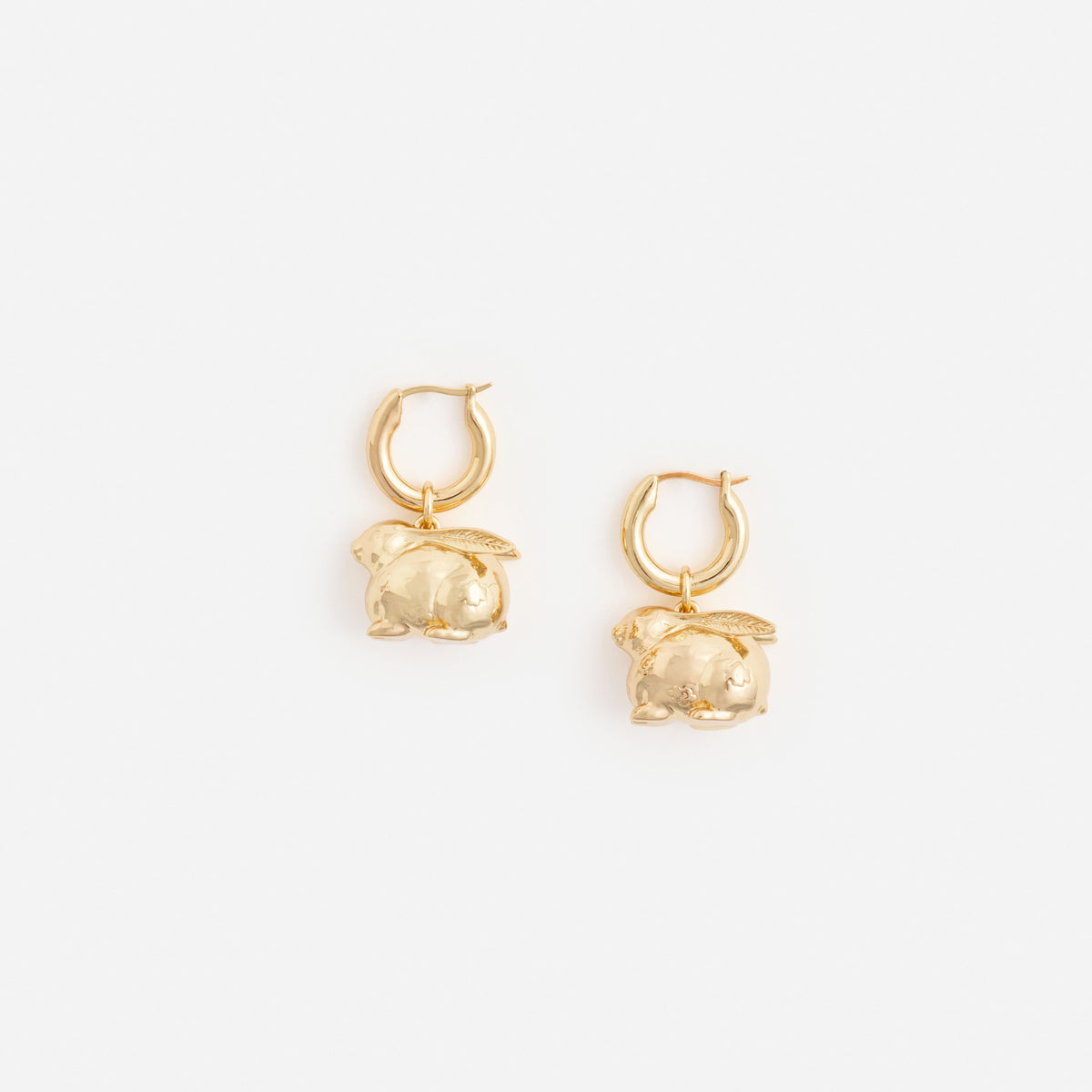 Gold Crystal Bunny Hoop Earrings