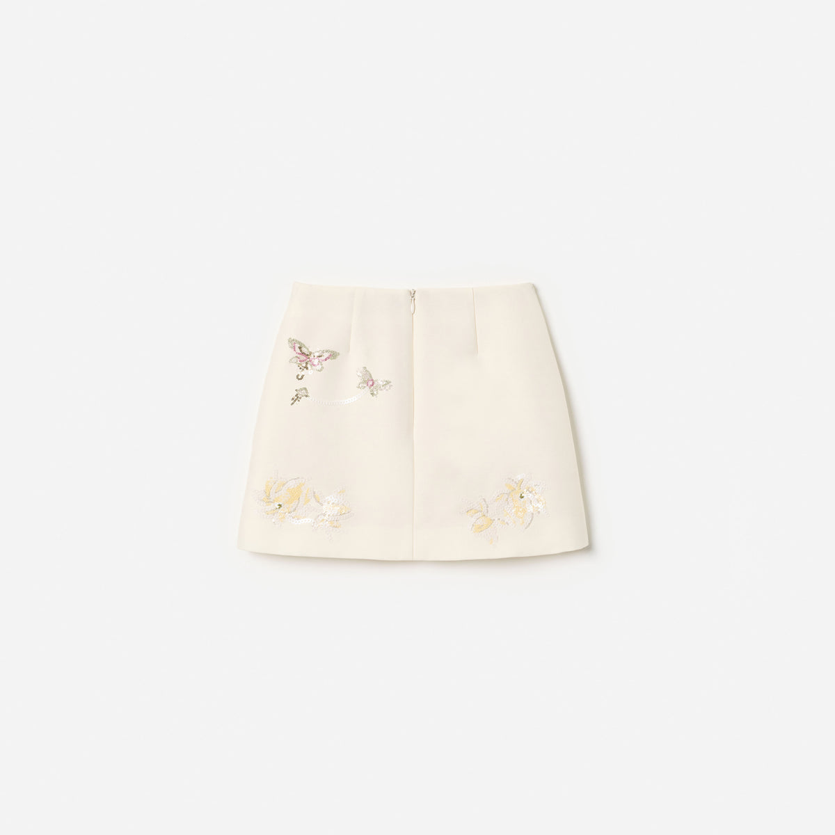 Cream Floral Jacquard Skirt