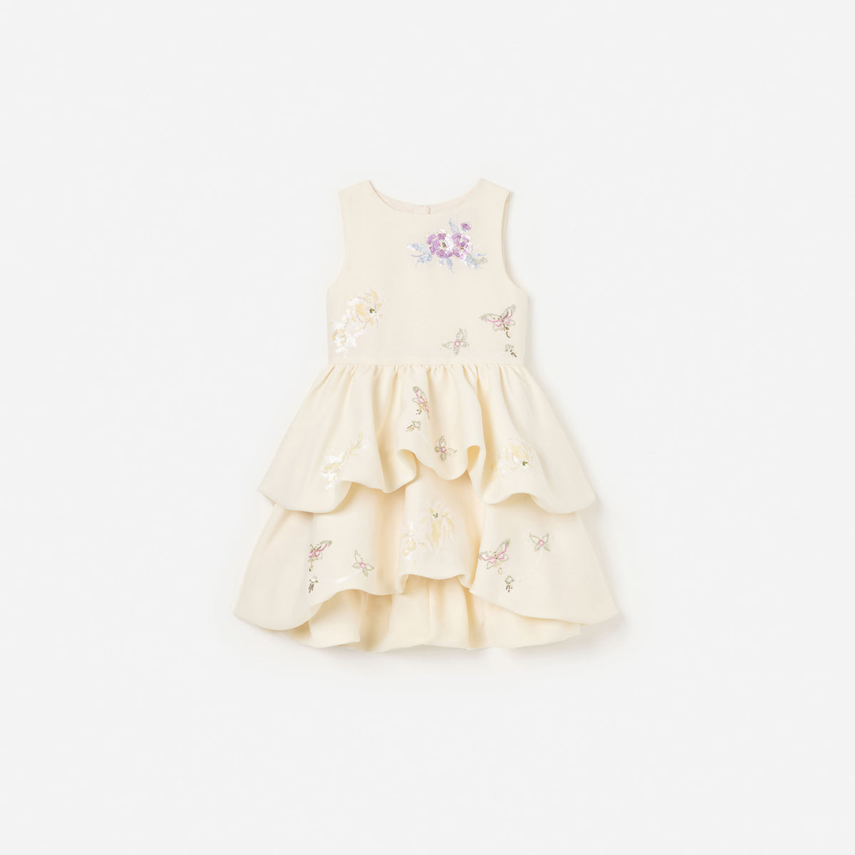 Cream Floral Jacquard Dress