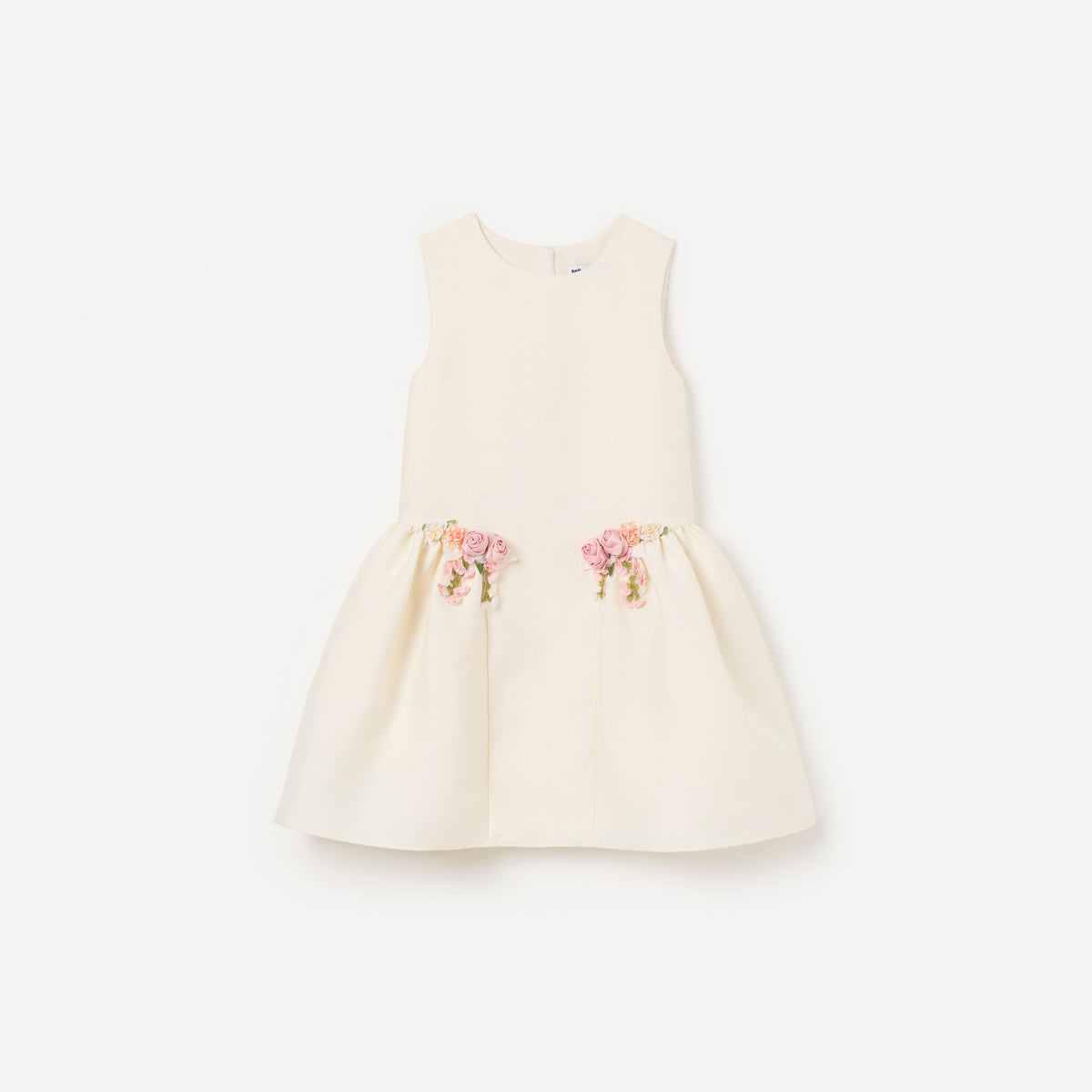 Cream Taffeta Flower Dress