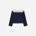 Navy Pointelle Knit Cherry Cardigan